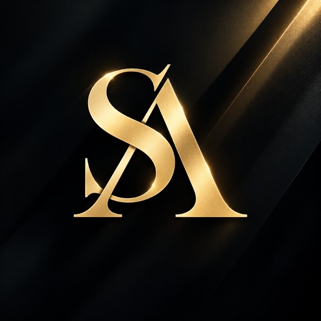 Monogramme SA SportAnalysis, or sur fond noir